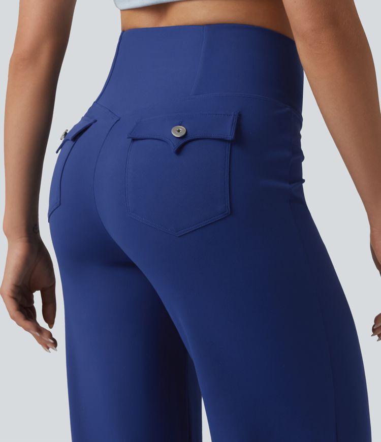 DayStretch Crossover High Waisted Tummy Control Casual Bootcut Pants with Pockets