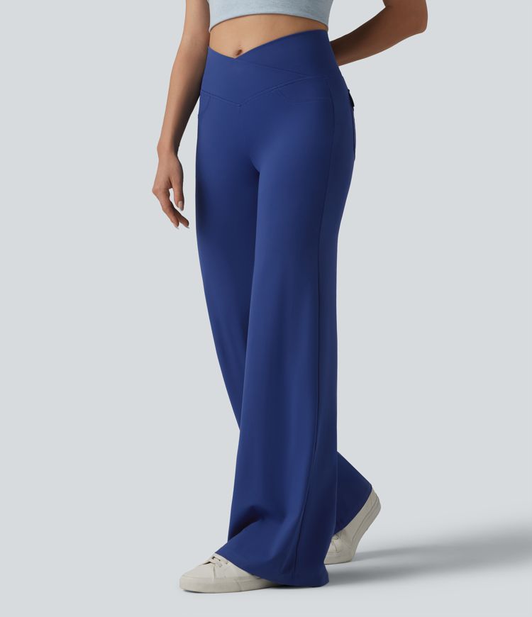 DayStretch Crossover High Waisted Tummy Control Casual Bootcut Pants with Pockets