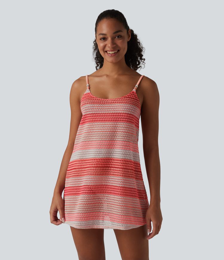 Adjustable Straps Crochet Knit Slip Cover Up