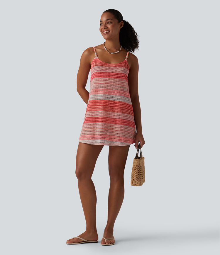 Adjustable Straps Crochet Knit Slip Cover Up