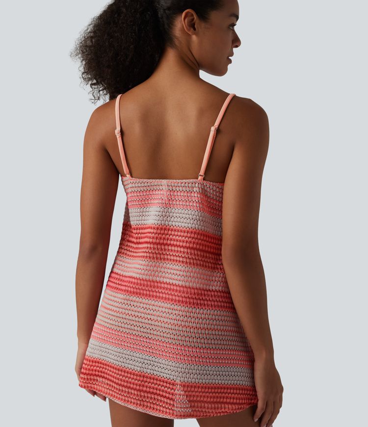 Adjustable Straps Crochet Knit Slip Cover Up