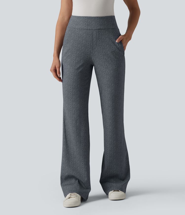 Halara Flex™ Mid Rise Plaid Flare Work Pants with Pockets