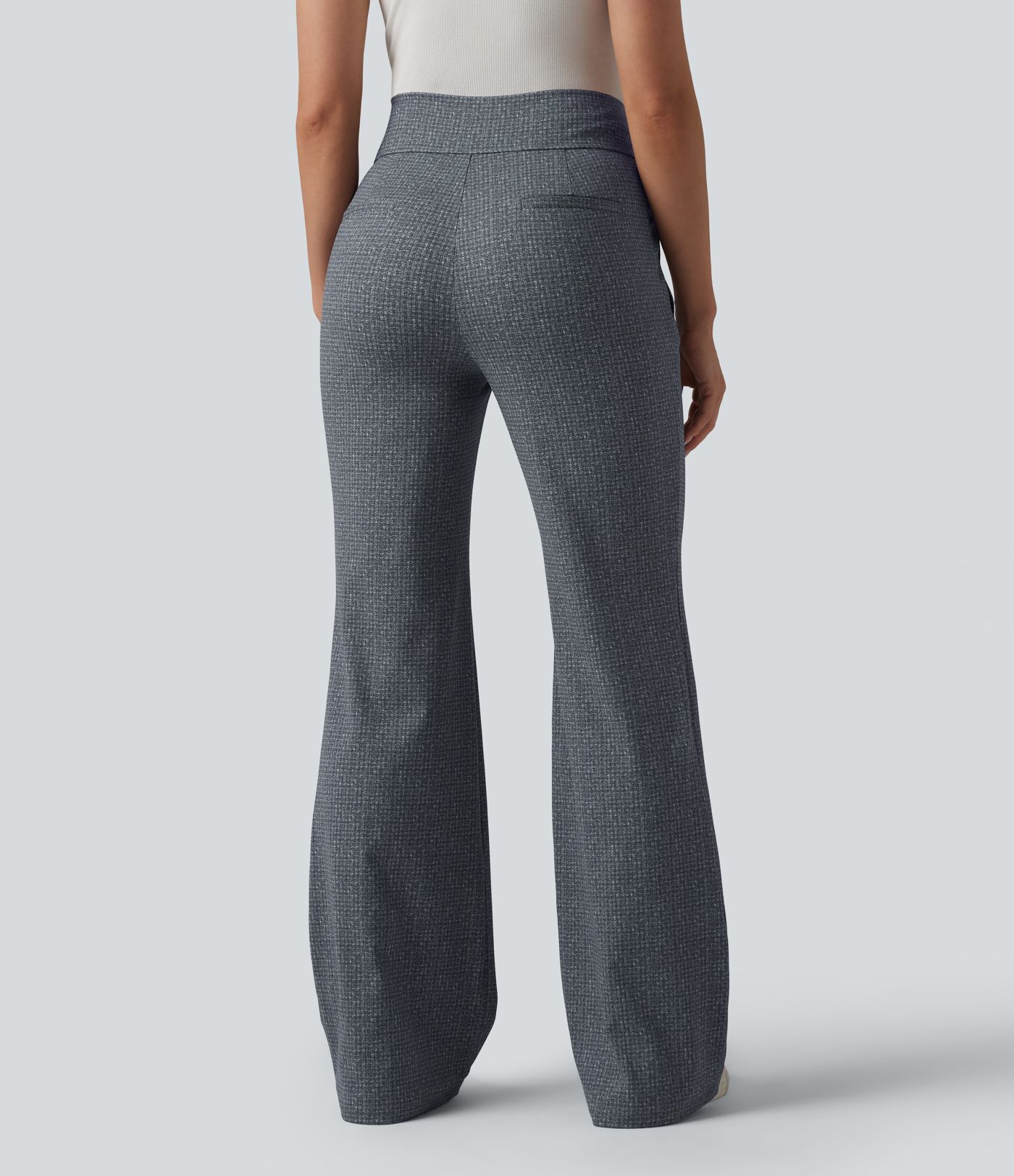 Halara Flex™ Mid Rise Plaid Flare Work Pants with Pockets