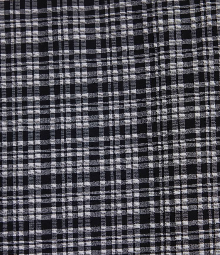 Figurbetonte Hose mit hohem Bund, Seitentaschen, Karomuster und weitem Bein - schnelltrocknend, knitterfrei