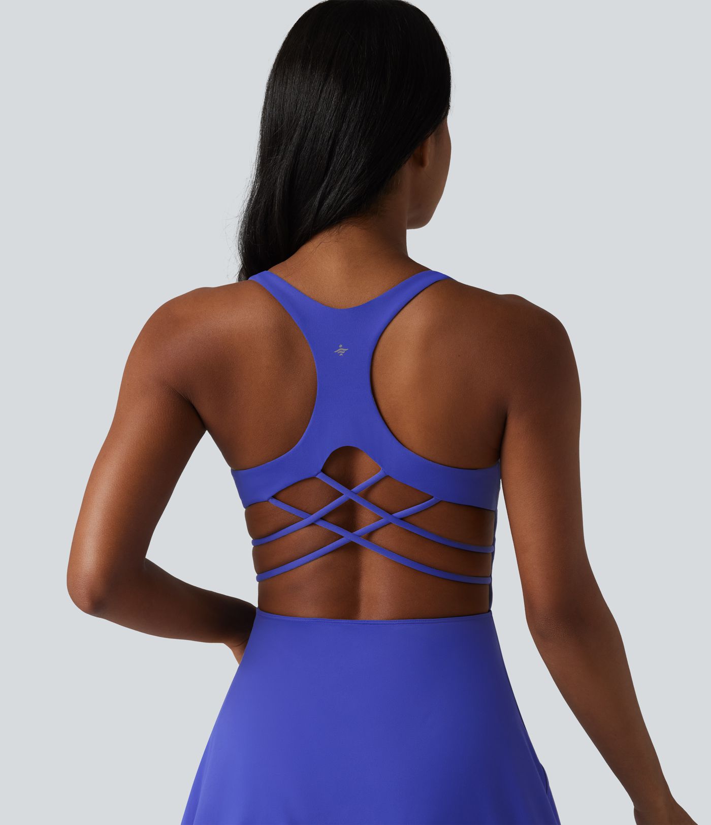 SoftlyZero™ Plush Crisscross Backless Racerback Built-in Bra 2-in-1 Mini Yoga Active Dress with Pockets-Easy Peezy SoftlyZero™ Plush Crisscross Backless Racerback Built-in Bra 2-in-1 Mini Yoga Active Dress with Pockets-Easy Peezy