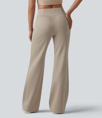 SpacerTek™ - Lässige Flare-Hose mit hohem Crossover-Bund und Gesäßtaschen