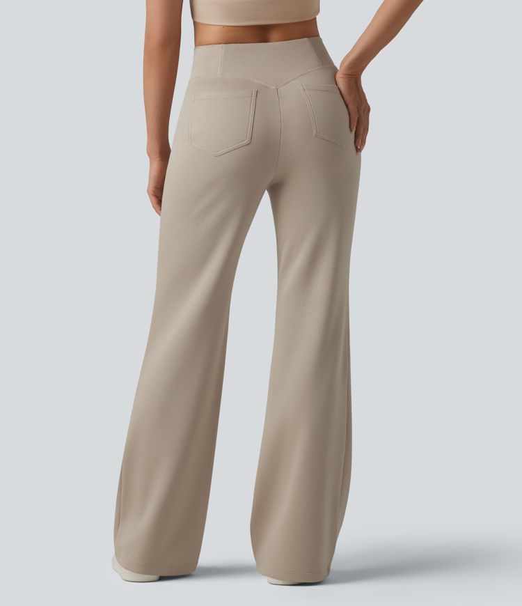 SpacerTek™ - Lässige Flare-Hose mit hohem Crossover-Bund und Gesäßtaschen