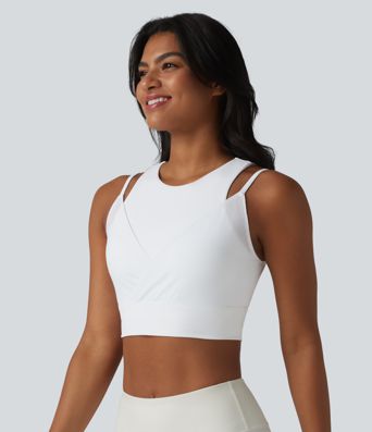 Sportovní podprsenka SoftlyZero™ Airy s nízkou oporou, prodyšná síťovina 2 v 1, chladivý dotek na jógu - UPF50+
