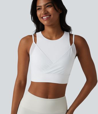 Sportovní podprsenka SoftlyZero™ Airy s nízkou oporou, prodyšná síťovina 2 v 1, chladivý dotek na jógu - UPF50+