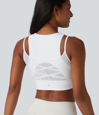 Sportovní podprsenka SoftlyZero™ Airy s nízkou oporou, prodyšná síťovina 2 v 1, chladivý dotek na jógu - UPF50+