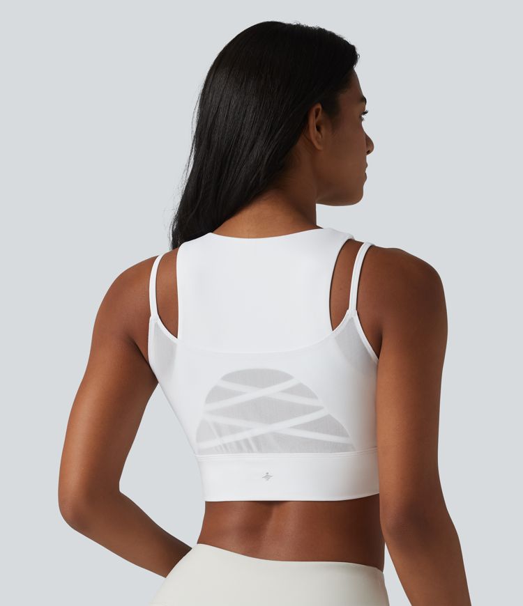 Sportovní podprsenka SoftlyZero™ Airy s nízkou oporou, prodyšná síťovina 2 v 1, chladivý dotek na jógu - UPF50+