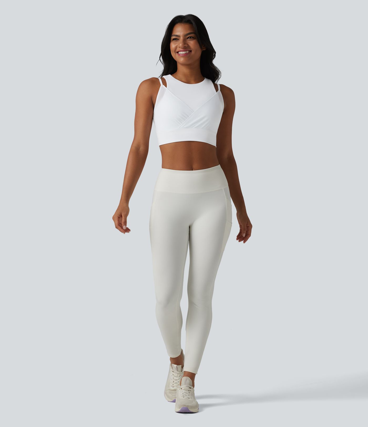 Sportovní podprsenka SoftlyZero™ Airy s nízkou oporou, prodyšná síťovina 2 v 1, chladivý dotek na jógu - UPF50+