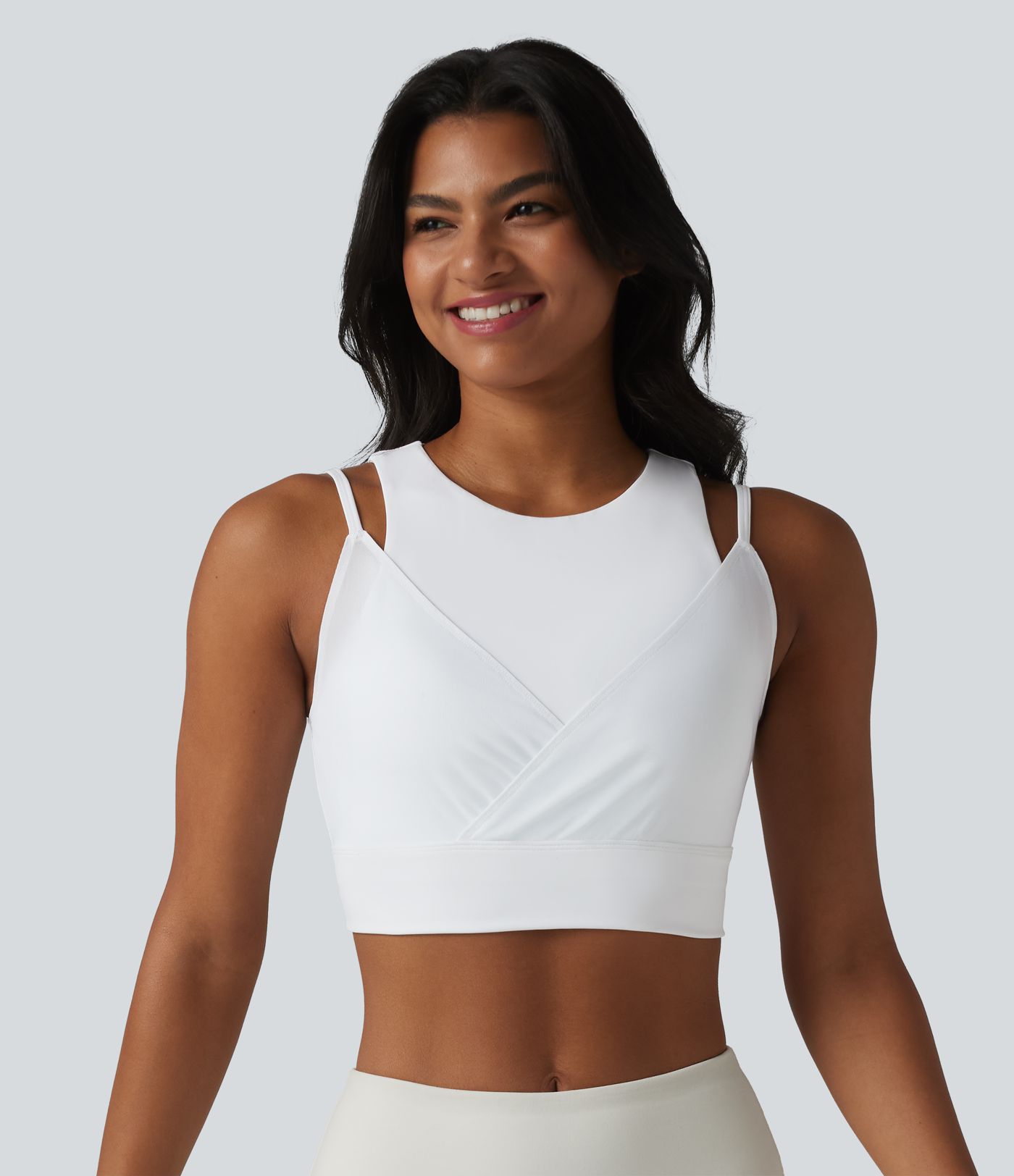 Sportovní podprsenka SoftlyZero™ Airy s nízkou oporou, prodyšná síťovina 2 v 1, chladivý dotek na jógu - UPF50+