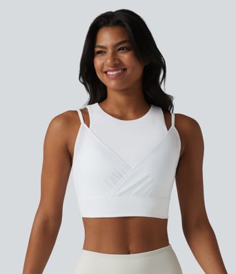 Sportovní podprsenka SoftlyZero™ Airy s nízkou oporou, prodyšná síťovina 2 v 1, chladivý dotek na jógu - UPF50+