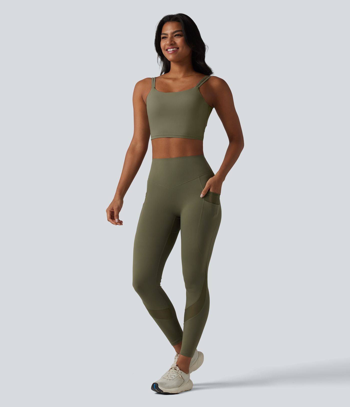 Halara UltraSculpt™ High Waisted Tummy Control Scrunch Contrast Mesh Training 7/8 Leggings with Pockets Halara UltraSculpt™ High Waisted Tummy Control Scrunch Contrast Mesh Training 7/8 Leggings with Pockets