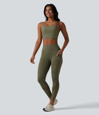 Halara UltraSculpt™ High Waisted Tummy Control Scrunch Contrast Mesh Training 7/8 Leggings with Pockets Halara UltraSculpt™ High Waisted Tummy Control Scrunch Contrast Mesh Training 7/8 Leggings with Pockets