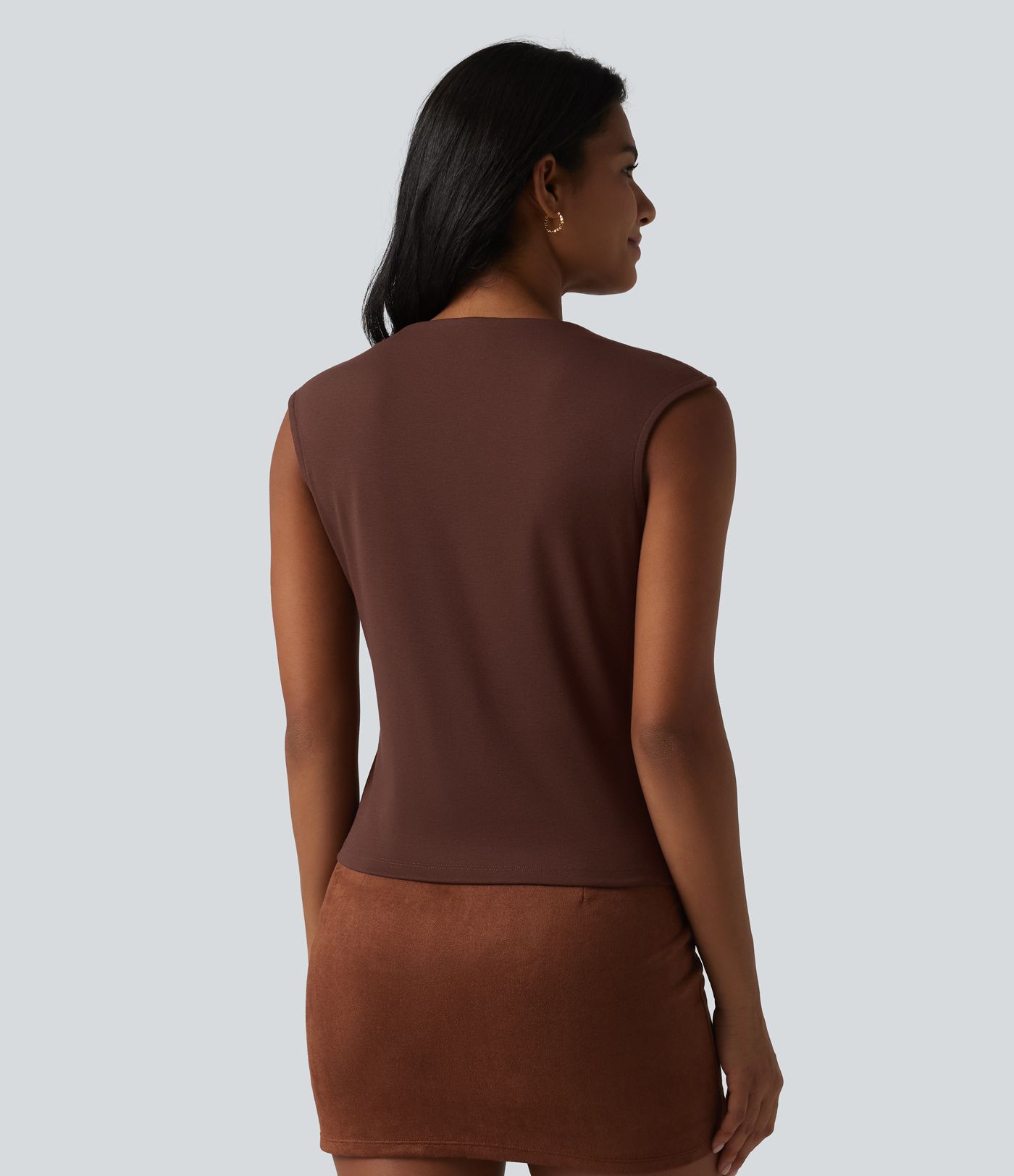 Cowl Neck Cap Sleeve Casual T-Shirt