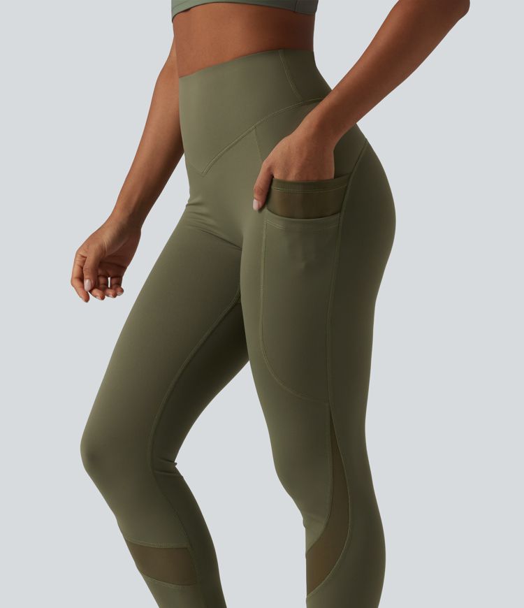 Halara UltraSculpt™ High Waisted Tummy Control Scrunch Contrast Mesh Training 7/8 Leggings with Pockets Halara UltraSculpt™ High Waisted Tummy Control Scrunch Contrast Mesh Training 7/8 Leggings with Pockets