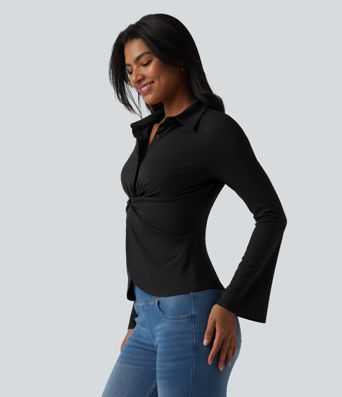 Flounce Long Sleeve Work Shirt
