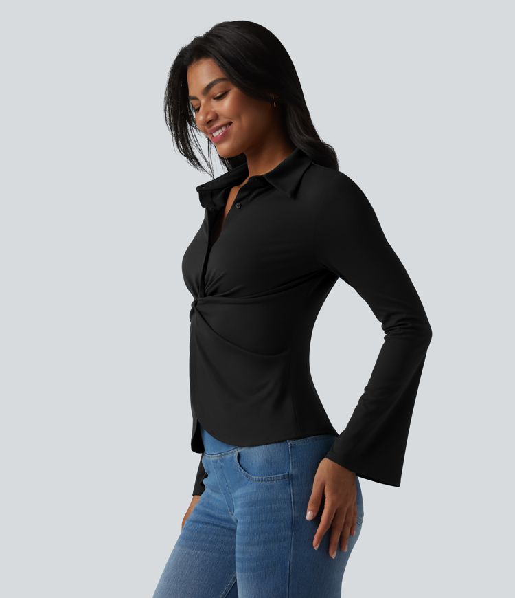 Flounce Long Sleeve Work Shirt