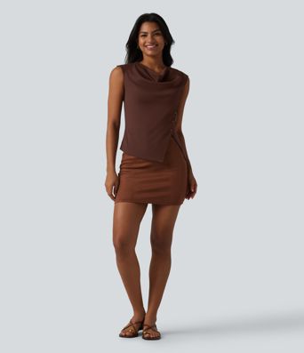 Cowl Neck Cap Sleeve Casual T-Shirt