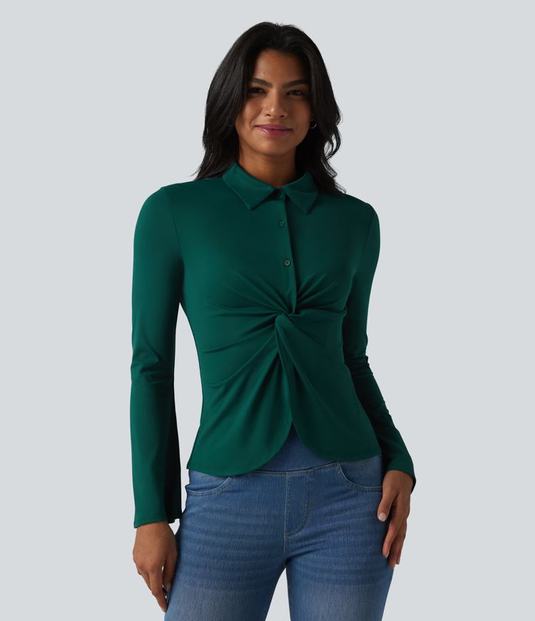 Flounce Long Sleeve Work Shirt