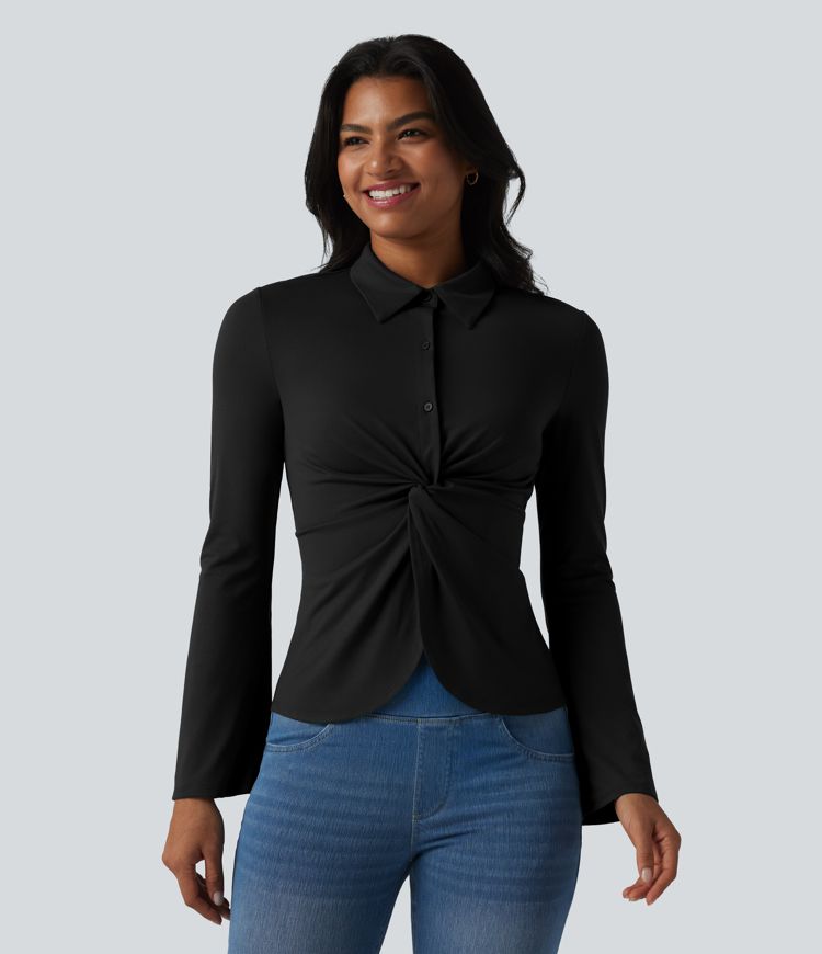 Flounce Long Sleeve Work Shirt