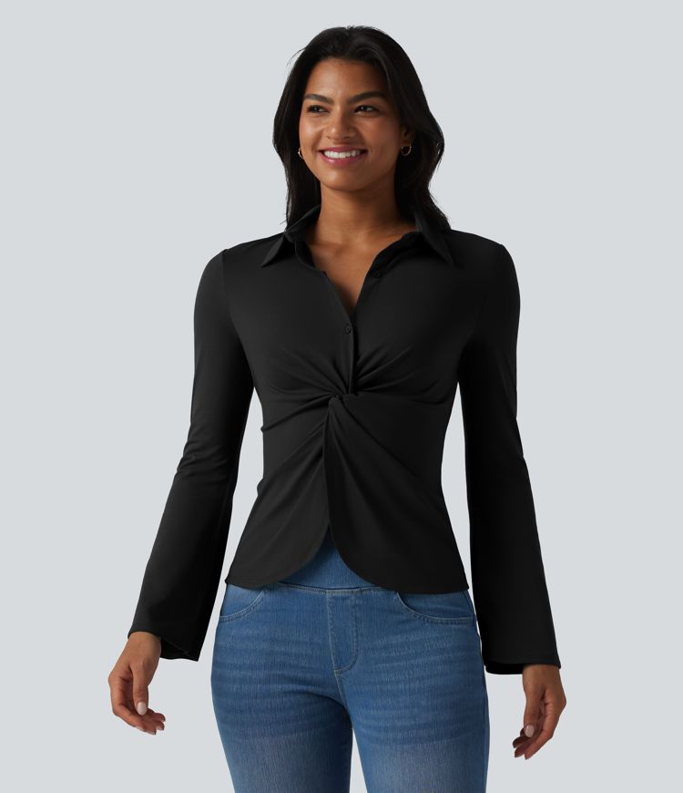 Flounce Long Sleeve Work Shirt