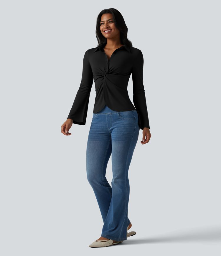 Flounce Long Sleeve Work Shirt