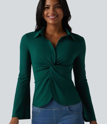 Flounce Long Sleeve Work Shirt