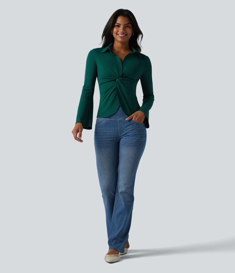 Flounce Long Sleeve Work Shirt