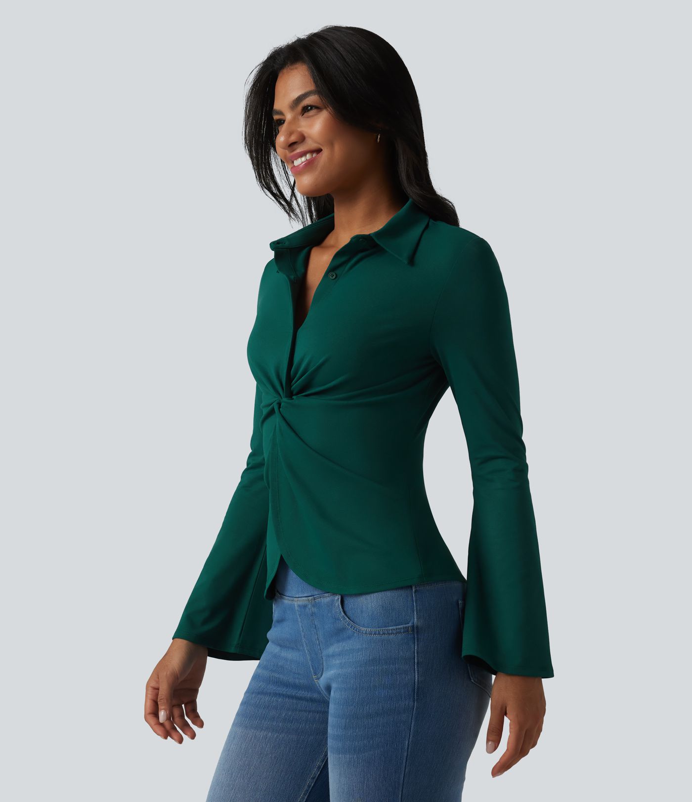 Flounce Long Sleeve Work Shirt