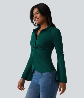 Flounce Long Sleeve Work Shirt