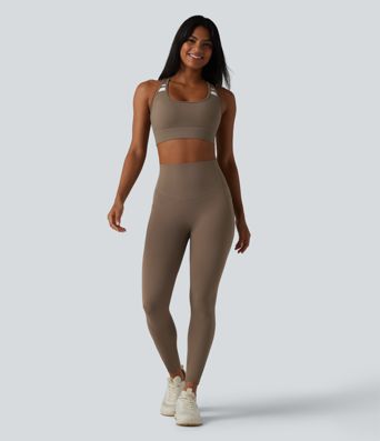 Soutien-gorge de sport Halara UltraSculpt™ à maintien moyen et soutien-gorge intégré dos nageur color block