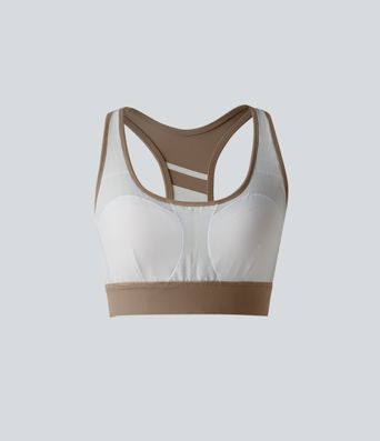 Soutien-gorge de sport Halara UltraSculpt™ à maintien moyen et soutien-gorge intégré dos nageur color block