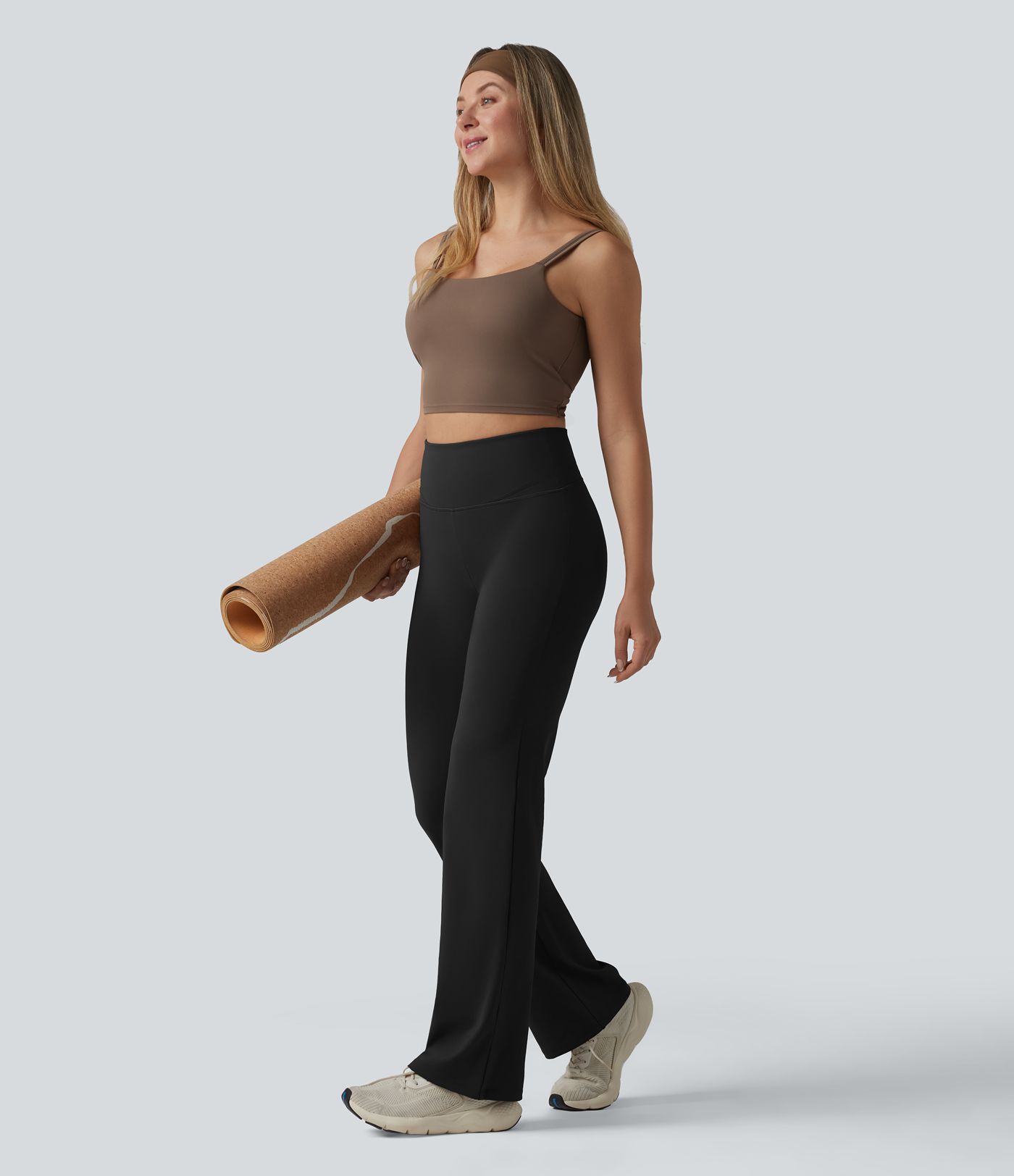 High Waisted Tummy Control Straight Leg Yoga Trousers