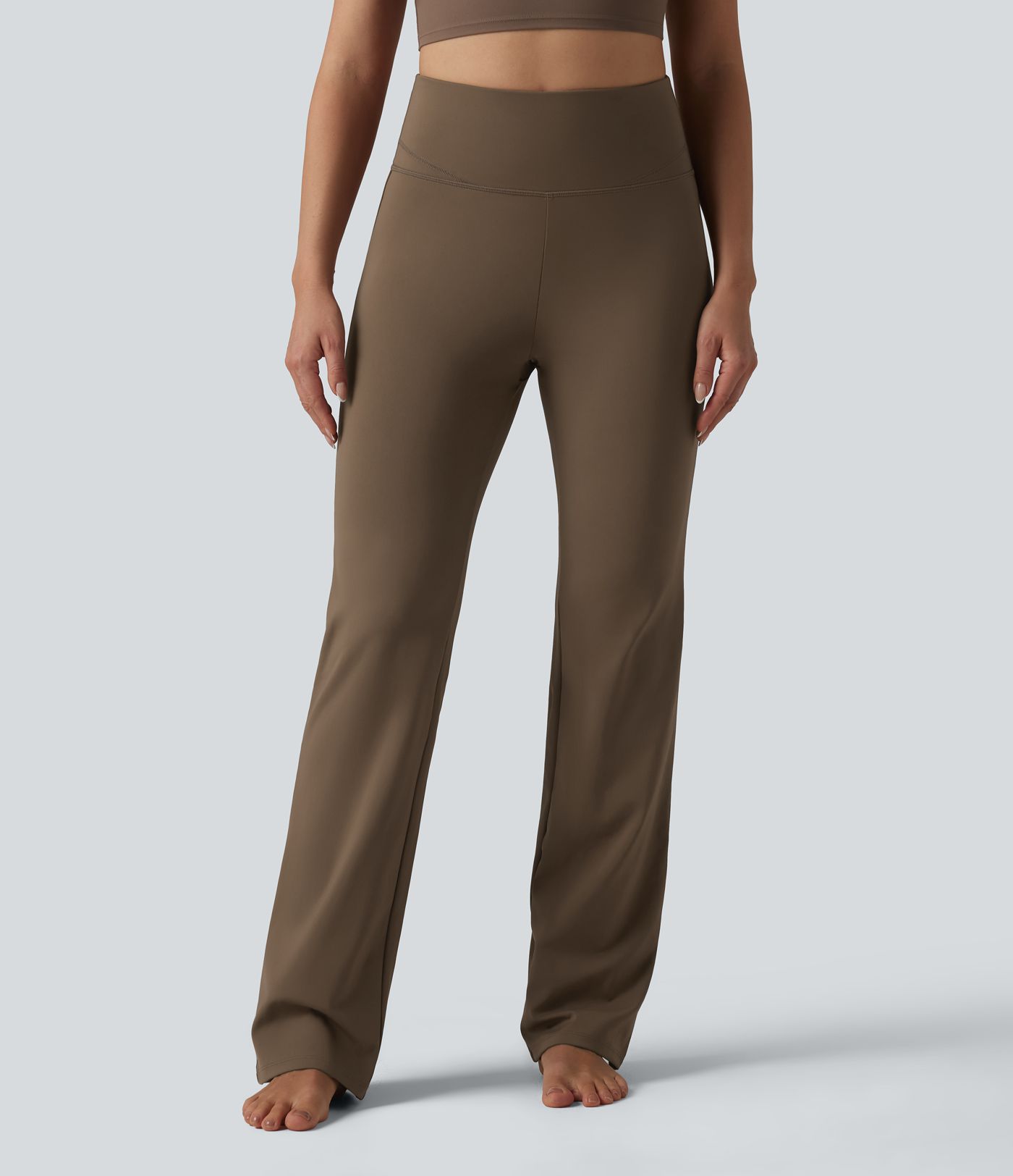 High Waisted Tummy Control Straight Leg Yoga Trousers