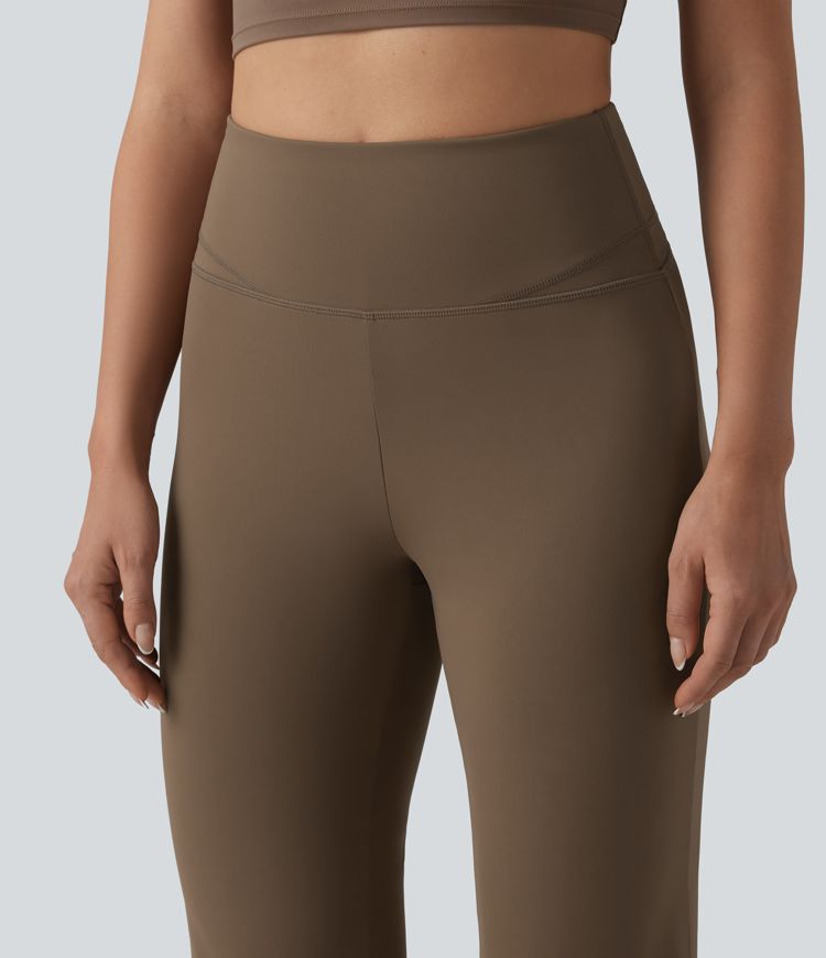 High Waisted Tummy Control Straight Leg Yoga Trousers