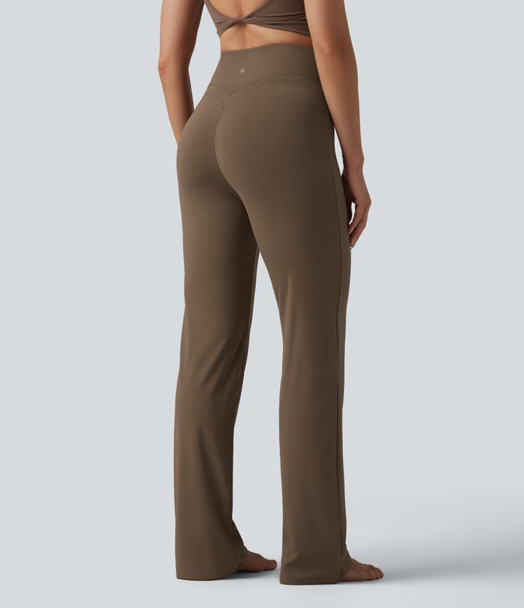 High Waisted Tummy Control Straight Leg Yoga Trousers