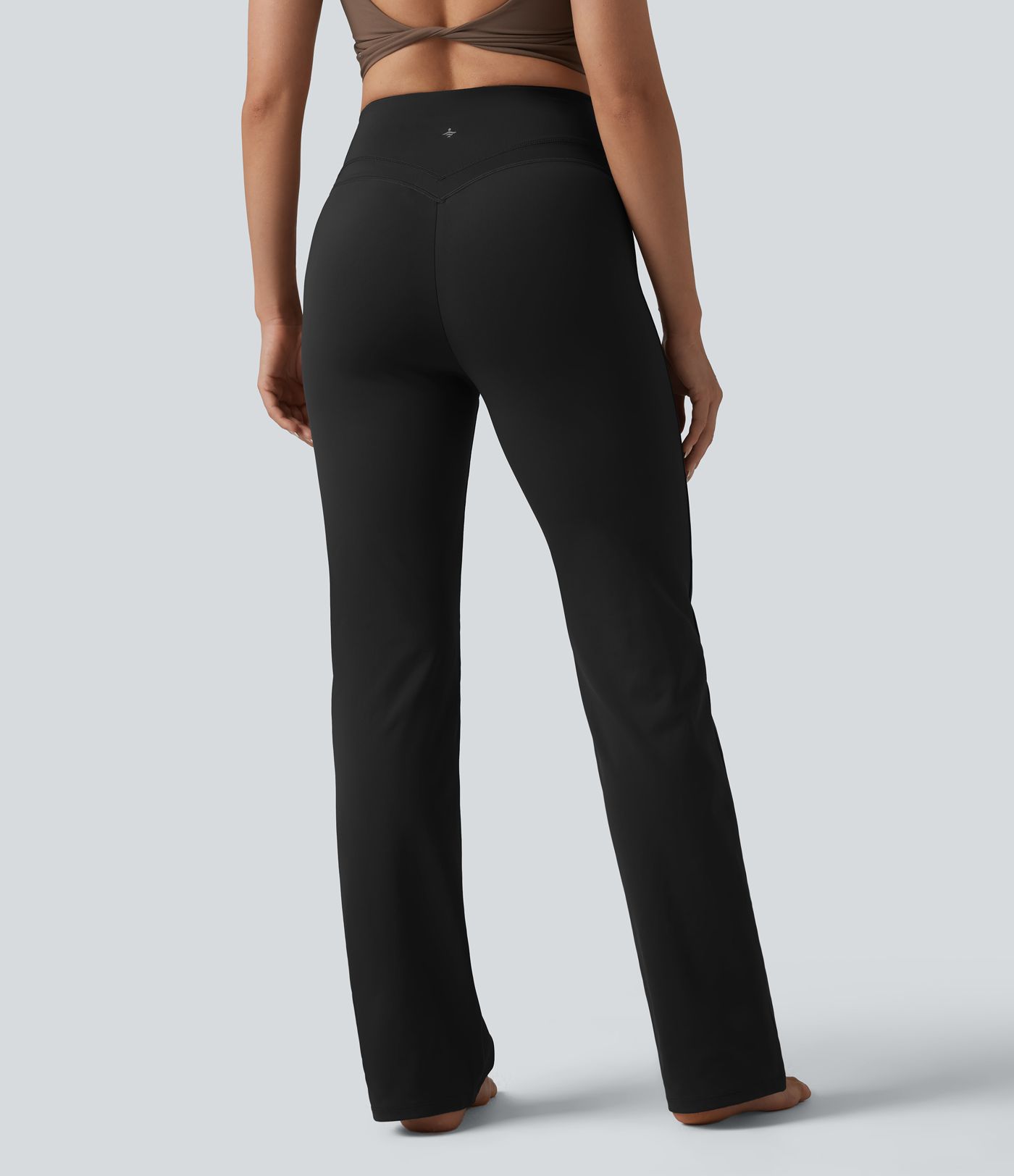 High Waisted Tummy Control Straight Leg Yoga Trousers