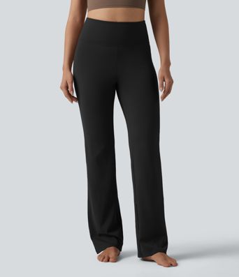 High Waisted Tummy Control Straight Leg Yoga Trousers