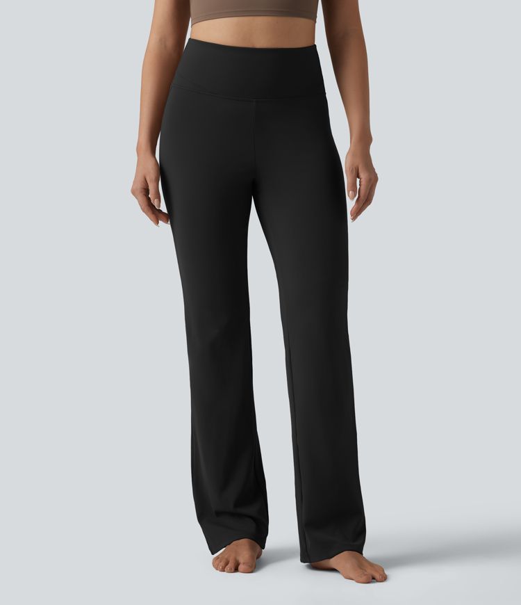 High Waisted Tummy Control Straight Leg Yoga Trousers