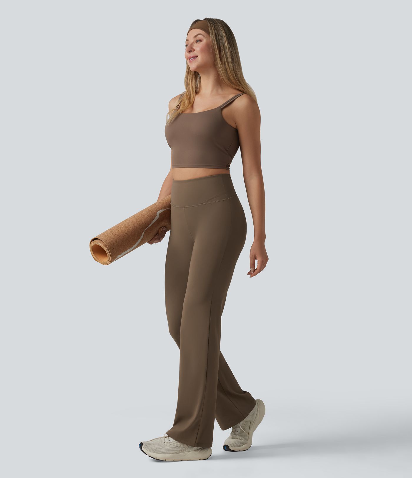 High Waisted Tummy Control Straight Leg Yoga Trousers