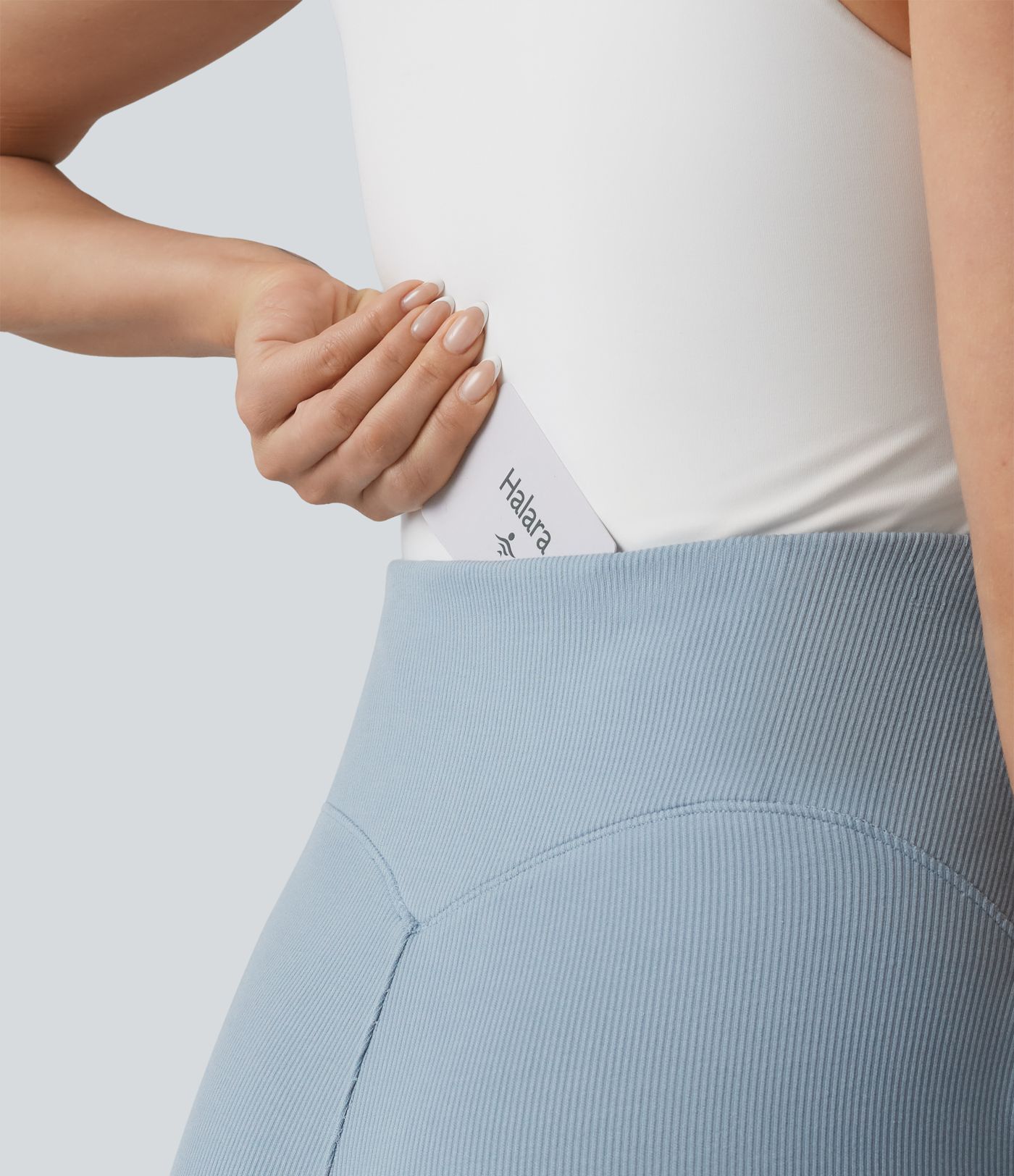 SpacerTek™ Ribbed High Waisted Tummy Control Casual Flare Pants with Pocket