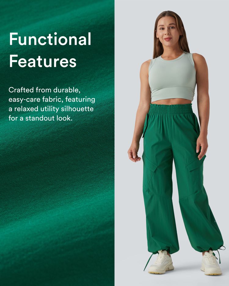 Lettuce Trim High Waisted Workout Cargo Pants with Pockets