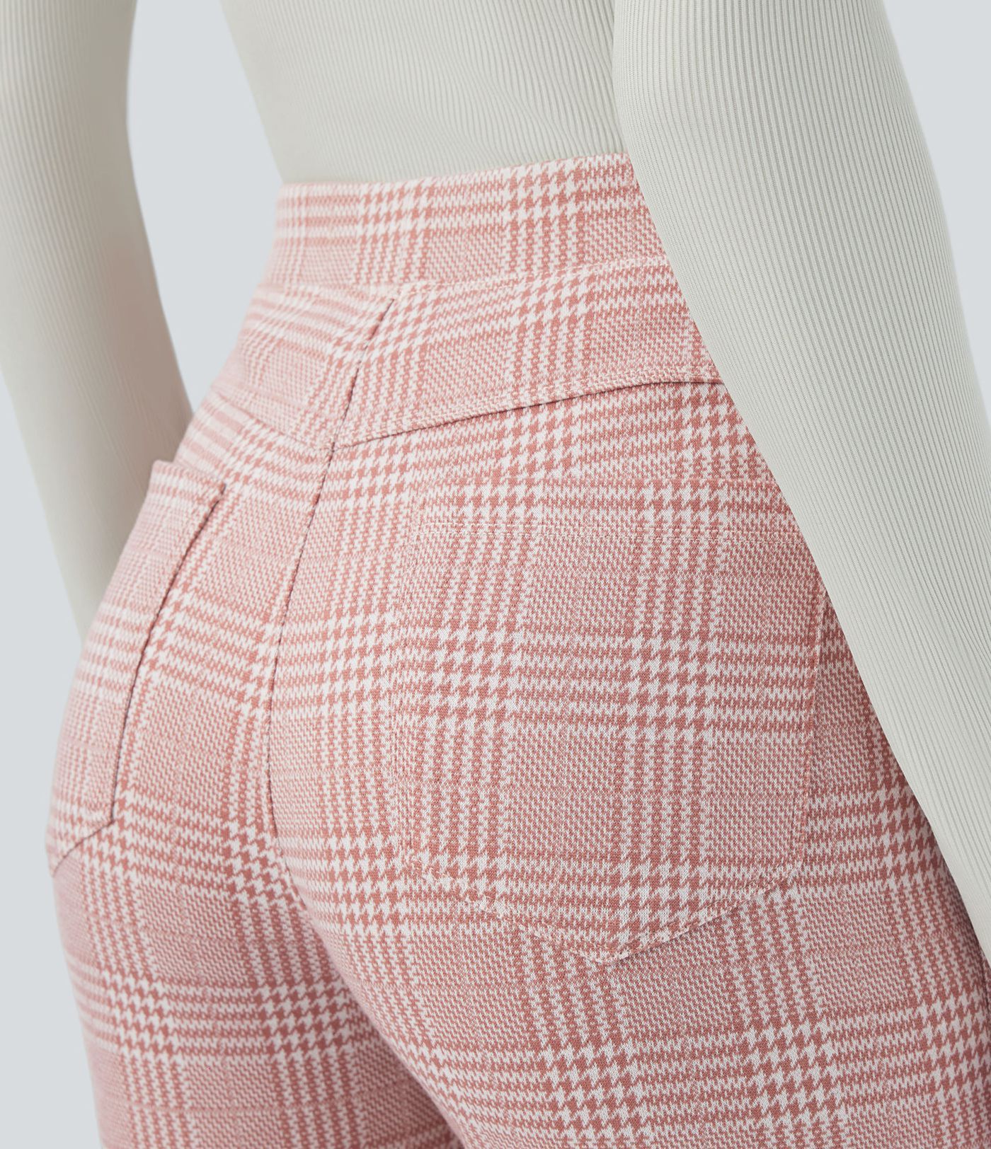 Pantalon de travail skinny à taille haute avec poches et motif pied-de-poule Halara Flex™