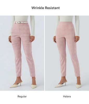 Pantalon de travail skinny à taille haute avec poches et motif pied-de-poule Halara Flex™