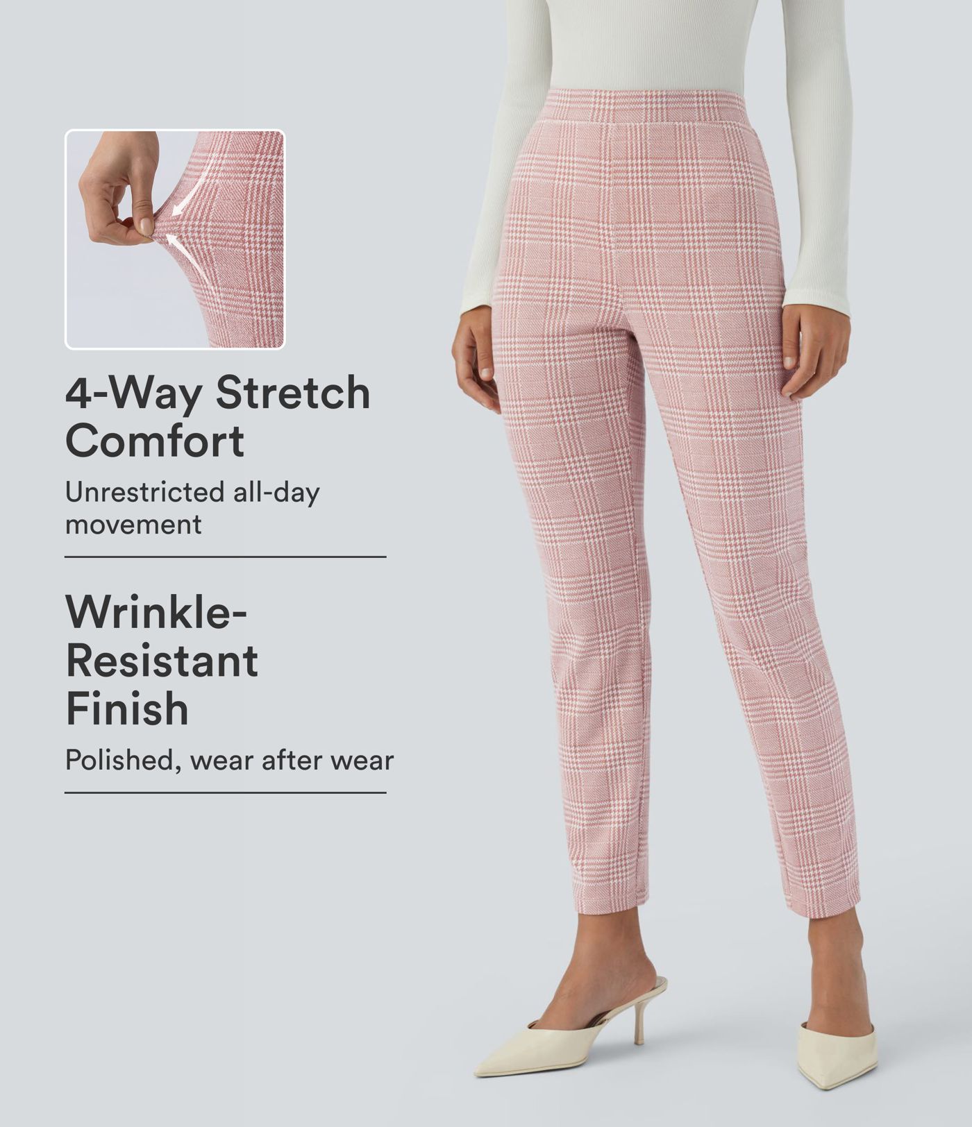 Halara Flex™ High Waisted Pocket Houndstooth Plaid Skinny Work Pants