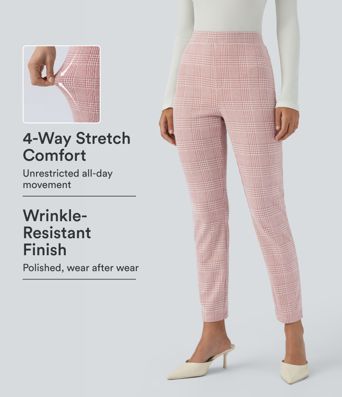 Halara Flex™ High Waisted Pocket Houndstooth Plaid Skinny Work Pants