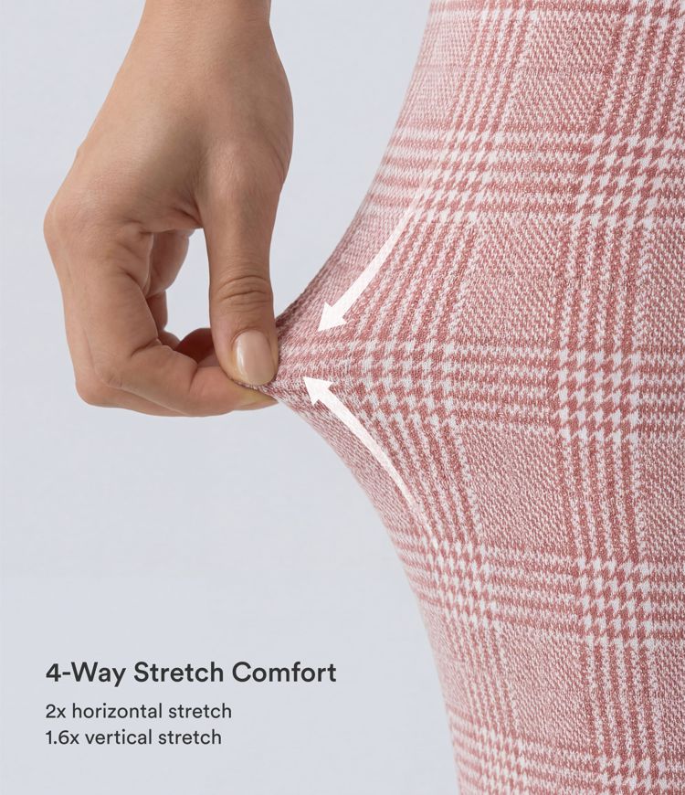 Pantalon de travail skinny à taille haute avec poches et motif pied-de-poule Halara Flex™